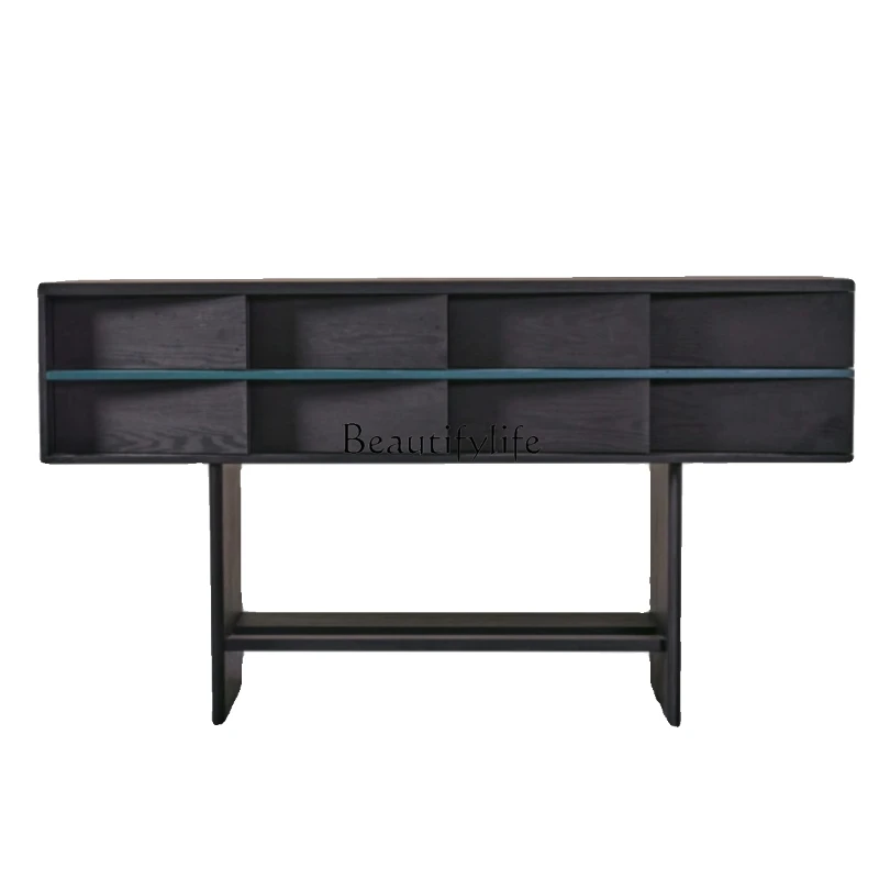 

05-*Post-modern wabi-sabi style black drawer porch cabinet household niche design Japanese simple wall chest