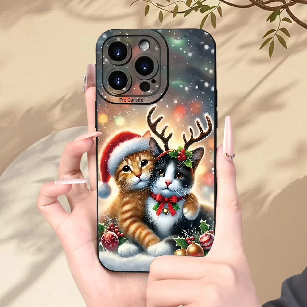 Weihnachts-Glückskatze-Elfen-Muster Handyhülle für iPhone 16 15 13 14 12 11 Pro Max für iPhone XS X XR 8 Plus Weiche TPU-Hülle Fundas – Detail 6