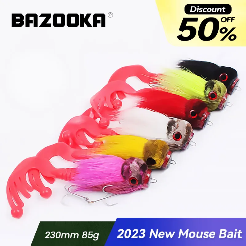 

Bazooka Big Mouse Bait Saltwater Pike Fishing Lure Rat Sinking Silicone PVC Feather Bird Bucktail Soft Lure Bass Trout Carp