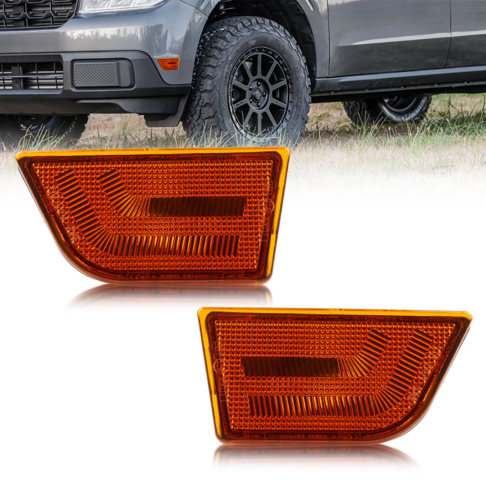 2PCS  Front Corner Side Marker Turn Signal Light Housings For Ford Maverick 2022 2023 2024 2025 No Bulb/Socket  Included