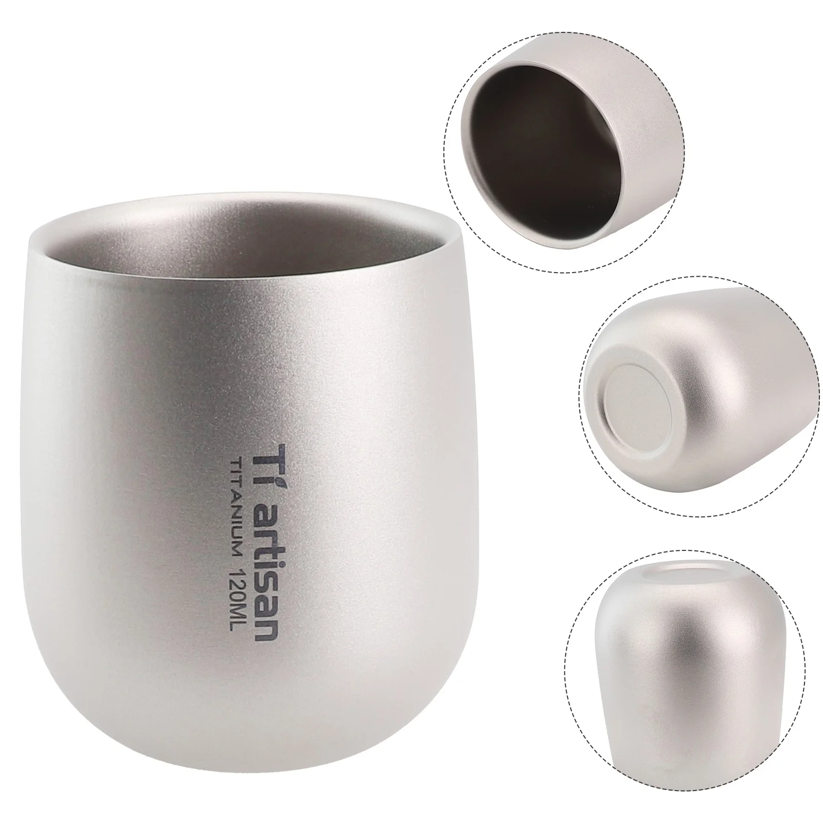 1pc Titanium Cups Rust-proof Safety Drink 120ml Double Walls Camping Mugs 2-Layer Beer Coffee Tea Water Juice Cup For Outdoors