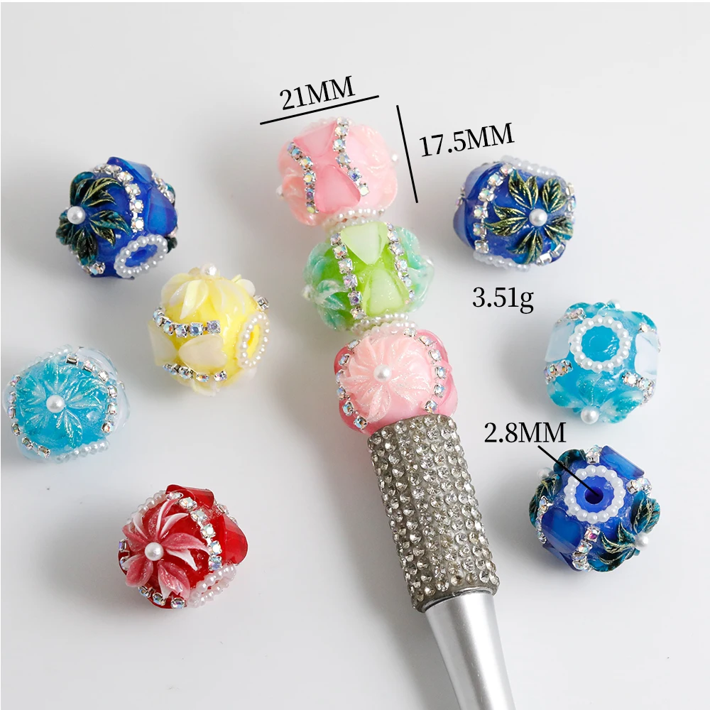 

21*17mm 50Pcs Cordial Design Handcrafted Floral Beads / Rhinestone Finish / DIY Decorative Components #20340