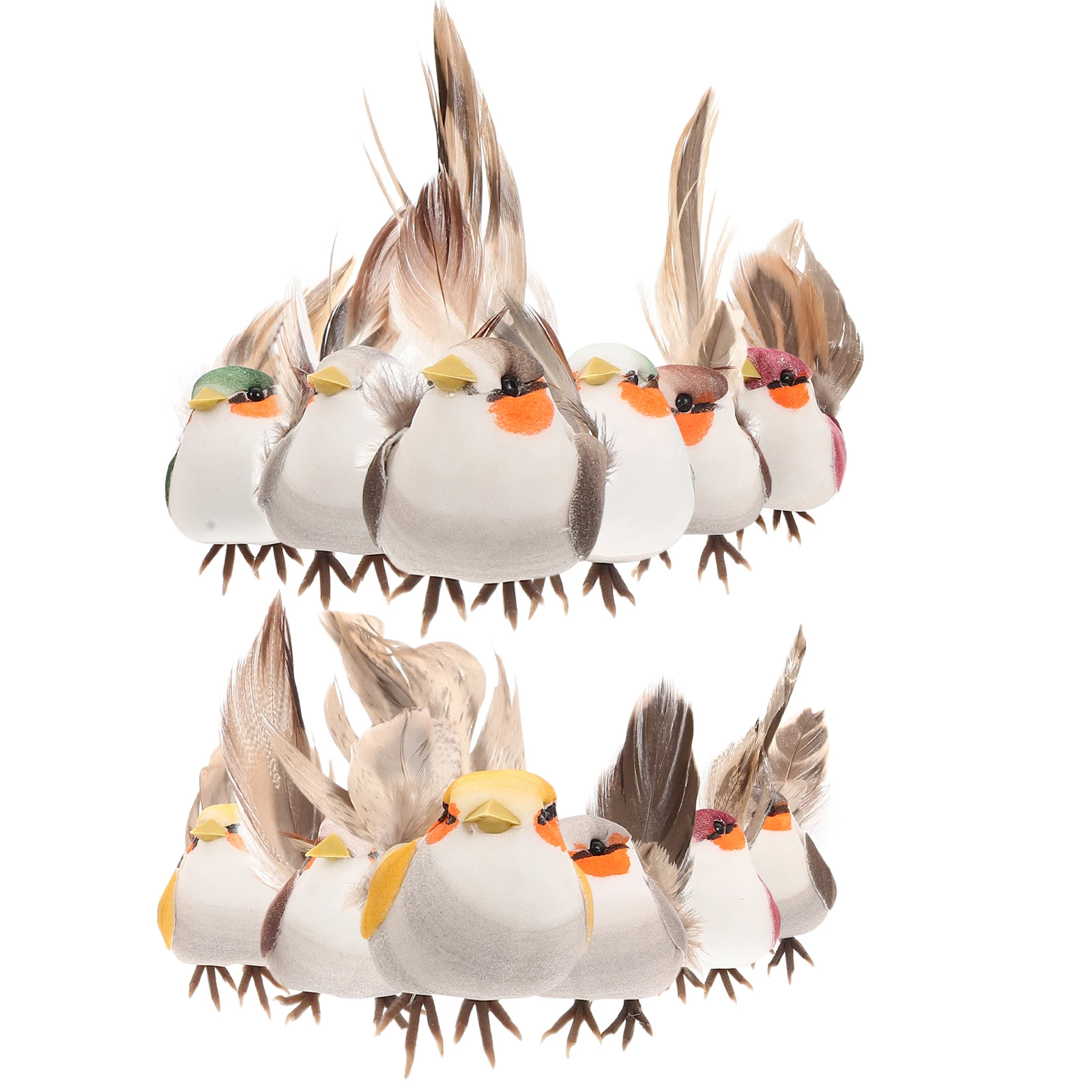 

12 Pcs Simulation Bird Ornament Artificial Decoration Figures Lifelike Foam Wire Plume Realistic Model Garden Yard Outdoor