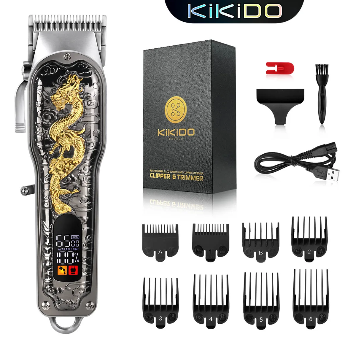 

KIKIDO Electric Hair Clipper For men 3D Dragon carving Barber shop Hair Cutting Machine Professional Cordless Hair TrimmerBeard