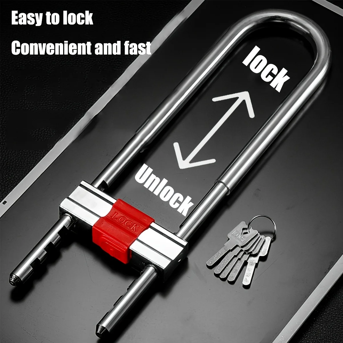 Adjustable Shackle Lock U-Shape Shackle U-Lock Bicycle Lock fits Most pins Ideal for Indoor and Outdoor use (Black)