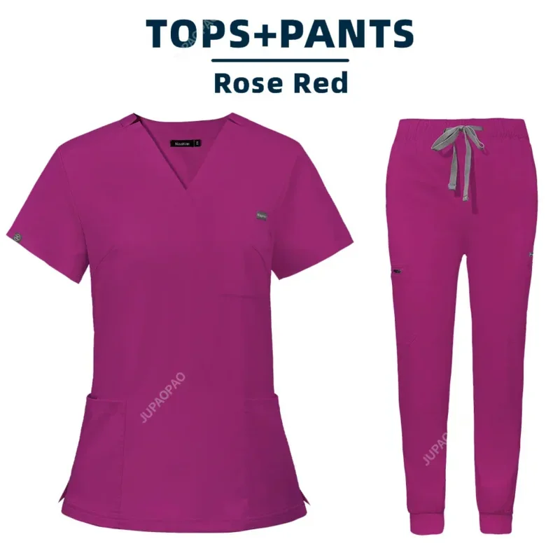 A Women Scrubs Sets Nurse Accessories Medical Uniform Slim Fit Hospital Dental Clinical Workwear Clothing Surgical Overall Suits