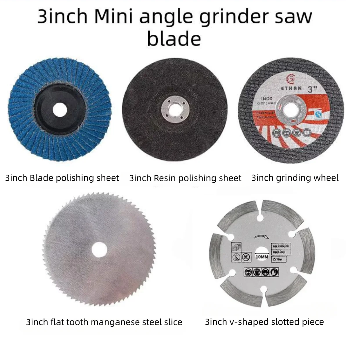 3Inch 75mm Mini Angle Grinder Saw Blade Disc Set Resin Polishing Flap Disc Manganese Steel Slice Grinding Wheel Cutting Tools