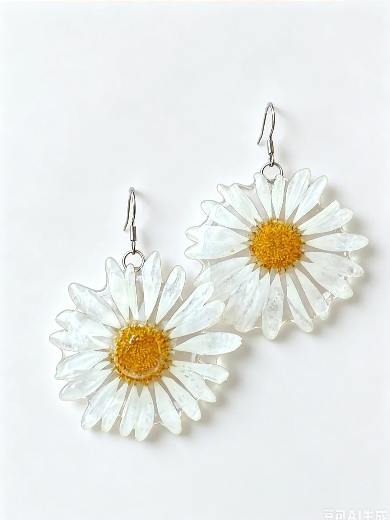 FYSISK Exquisite Dried Flowers Resin Casting Daisy Pendant Earrings Women Fresh Trend Eardrop Jewelry Accessories Gifts