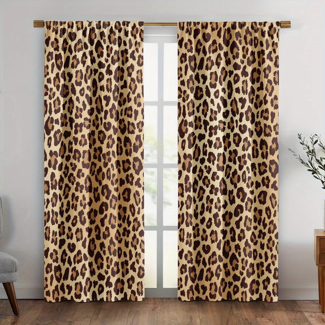 Leopard print pattern, heat-insulating and sun-blocking curtains the bedroom, machine washable suitable the living room, kitchen