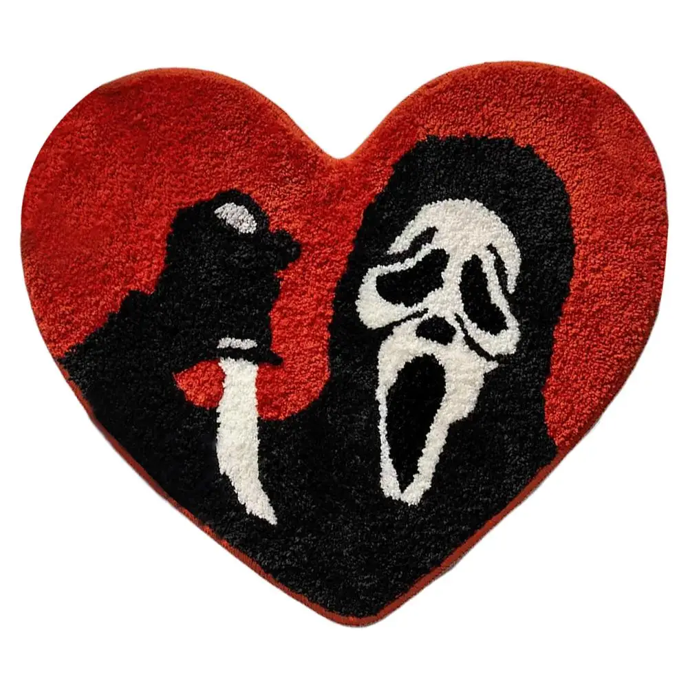

Halloween Soft and Cozy Carpet for Stylish Bathroom Decor Foot Mat Gothic Entryway Mat Charming Non-Slip Heart-Shaped Bath Rug
