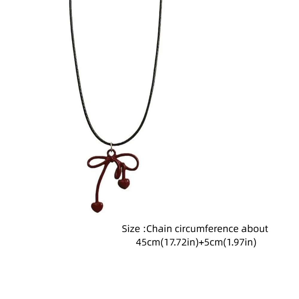 Simple Leather Rope Bowknot Pendant Necklaces Bow Creative Clavicle Chain Black Leather Rope Red Necklace For Women Girls