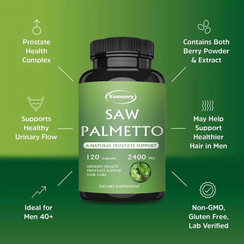 

Saw Palmetto Supplement Helps Block DHT Promotes Prostate Health - Reduces Hair Loss - Healthy Urine Frequency Men's Health