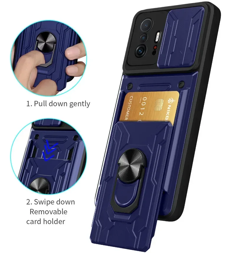 Schiebe-Kartensteckplatz-Paket-Hülle für Xiaomi Mi 11 Pro Lite 11T Redmi Note 11 Global 10S POCO X4 M4 Pro M3 F3 X3 Kamera-Schutz