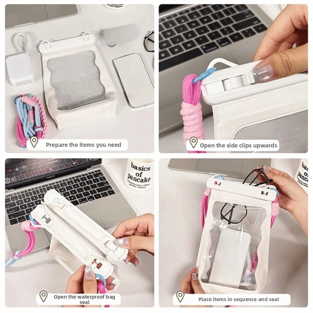 Wasserdichte Handytasche mit großem Fassungsvermögen, verstellbarem Riemen, versiegelte Schwimm-Handyhülle, zum Umhängen, mit Touchscreen-Funktion, wasserdichte Handytasche für Bootsfahrten. – Detail 8
