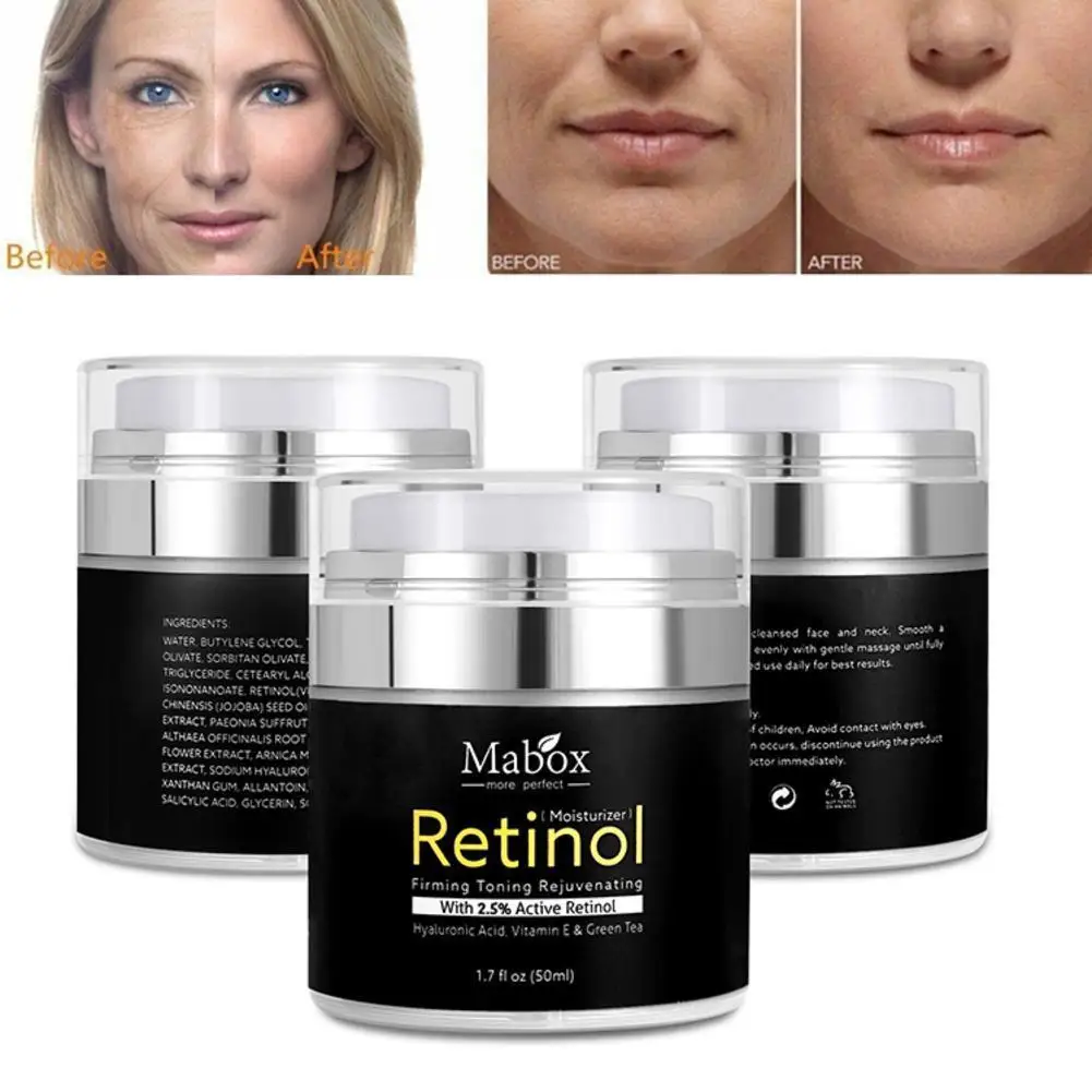 

3pcs Mabox 50ml Retinol 2.5%Moisturizer Face Cream Hyaluronic Acid AntiAging Remove Wrinkle Vitamin E Collagen Whitening Cream