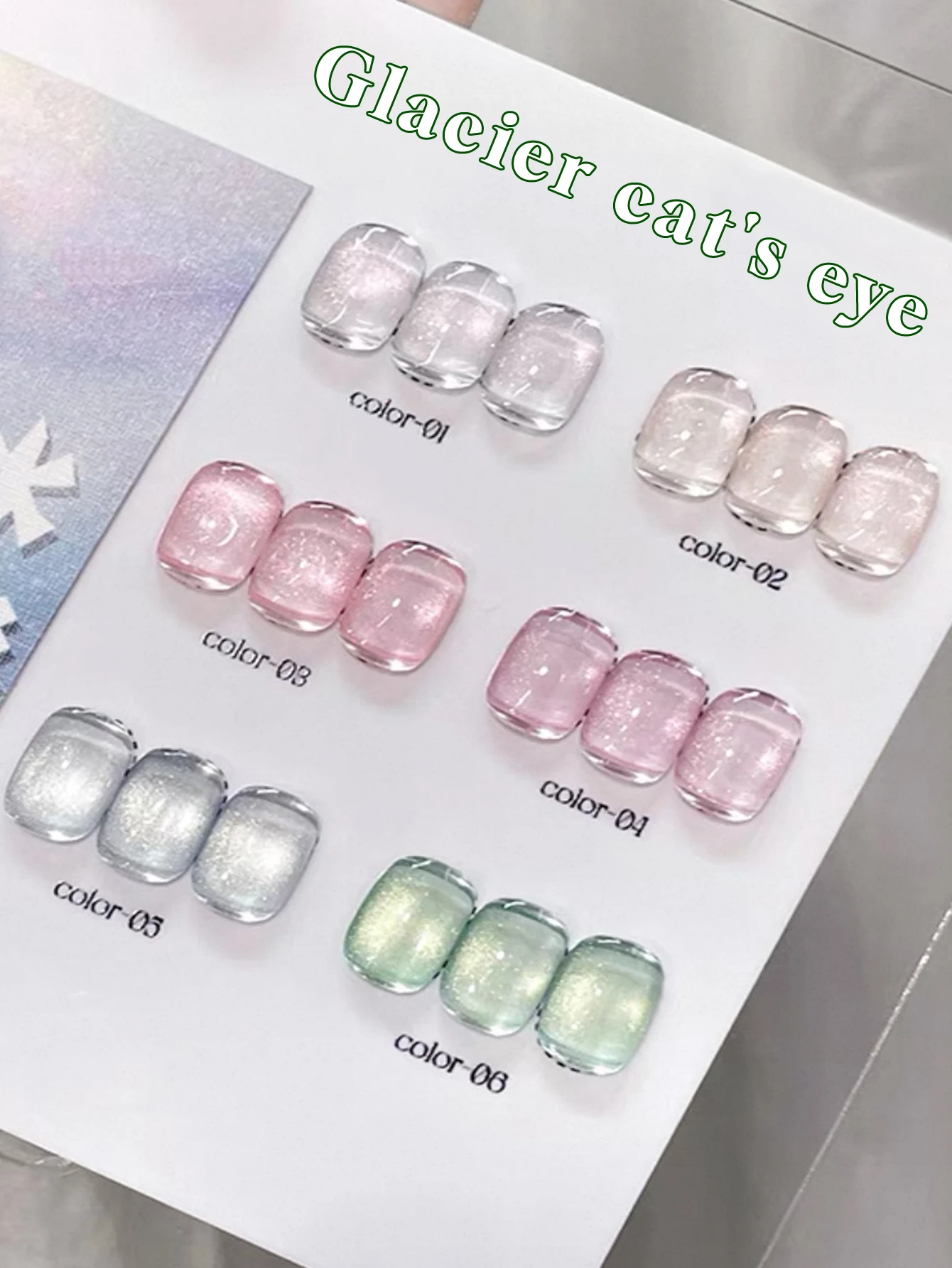 1/6 STKS 2025 Nieuwe Nail Art Ice Glacier Kleur Aurora Cat Eye Crystal Gel Polish, Semi-Permanente Nagelgel, Duurt voor 28 dagen