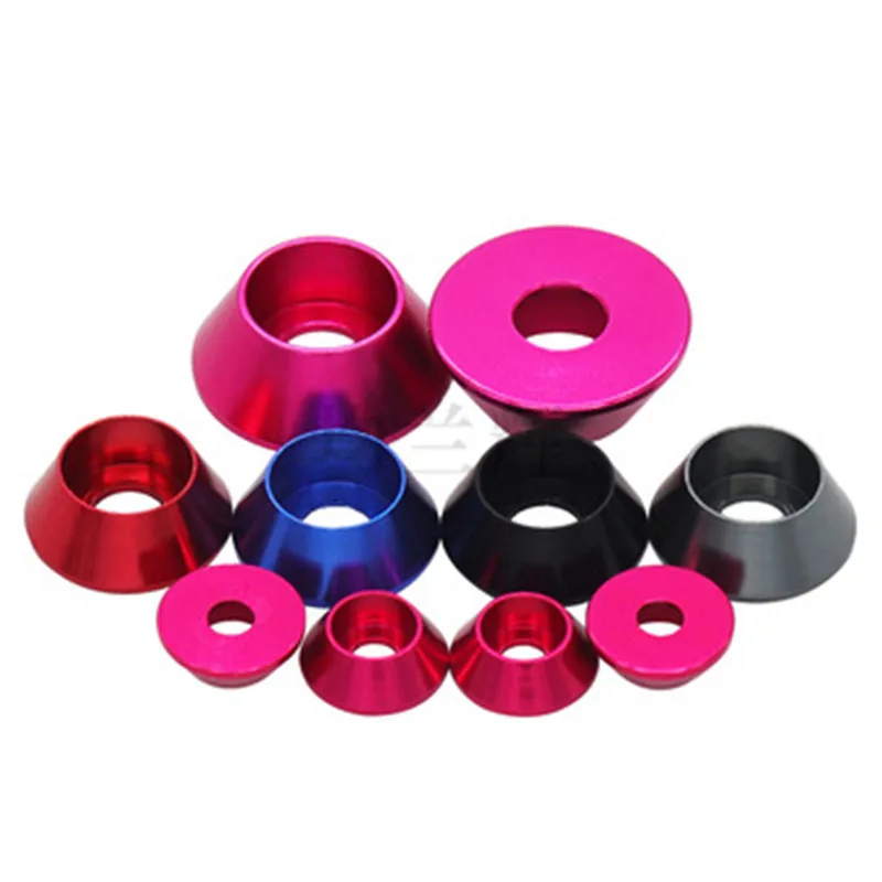 10 قطعة M2 M2.5 M3 M4 M5 M6 M8 M10 الألومنيوم غسالة اللون انوديك الأكسدة كأس رئيس طوقا 11 اللون اختياري الترباس غسالة فاصل #4