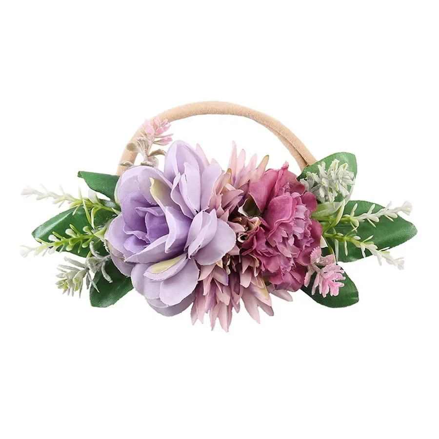 Baby Girls Artificial Flower Headband Nylon Elastic Cute Princess Hair Accessories Baby Hair Band Headdress Child Photo Tools