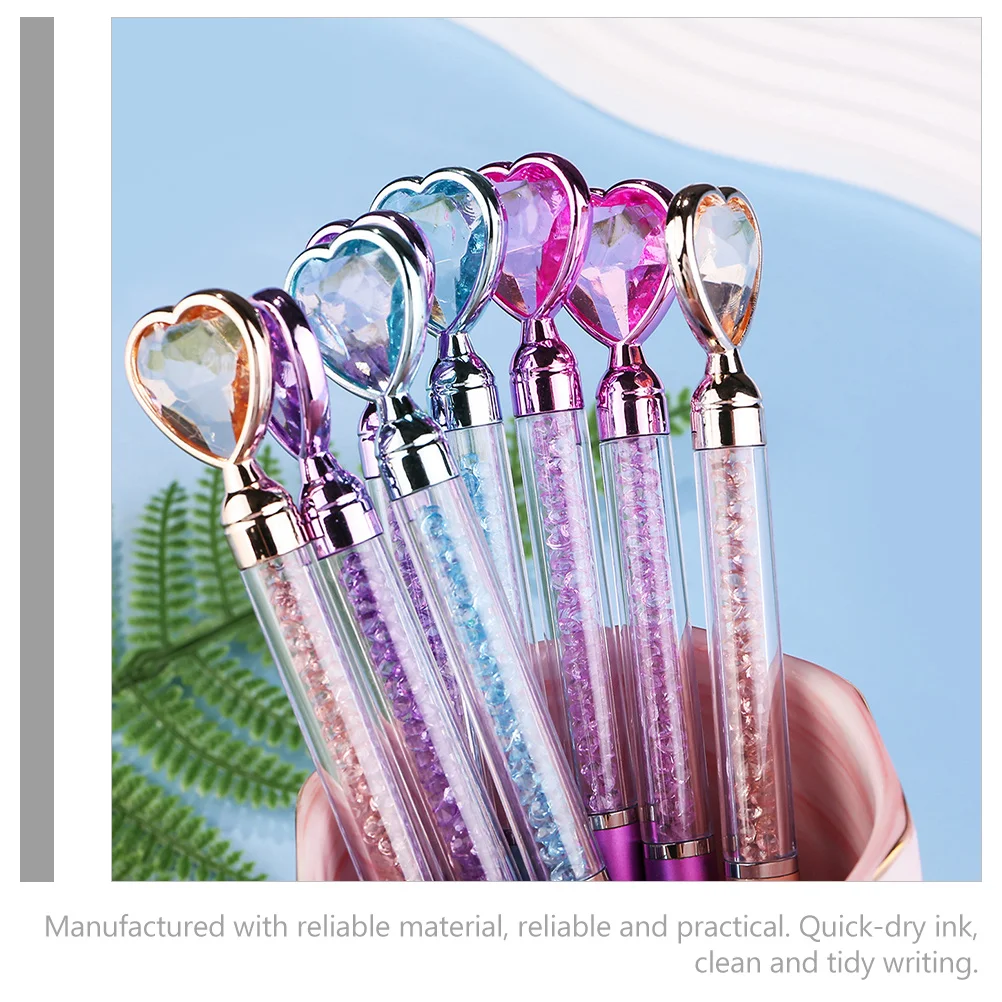 

20Pcs Colorful Crystal Ballpoint Pens Creative Heart Shape Multi-Function Pen Portable Office School Supplies Smooth Writing