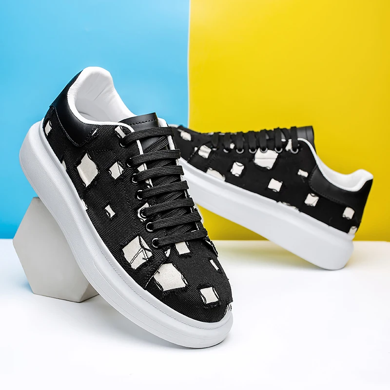 

New Low Cut Color Blocked Casual Men's Board Shoes, Lightweight and Height Increasing Versatile Men's Sports Shoes Size 39-44