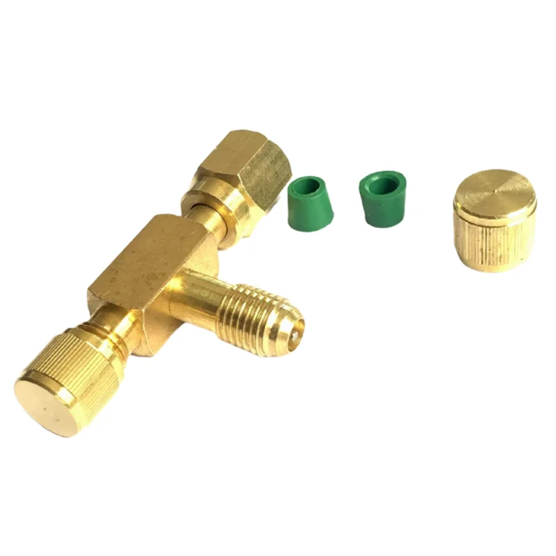 NOCM T-Adapter Met Draaibare 1/4 SAE Buitendraad Fittings Nieuwe Pomp Massief Messing Koeling Service Klep