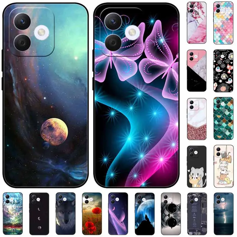 For Honor X60i Case Soft TPU Silicone Wolf Painted Back Cases for Huawei Honor X60i 5G Cover HonorX60i Marble Flower Shell Bag