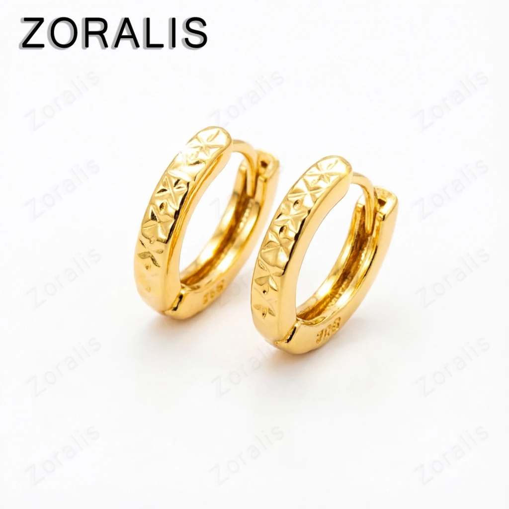 18K Gold Ear Clip Earrings Cut Arrow Mini Loop Circle Small For Women Mens Girls Kids Fashion Jewelry Wedding