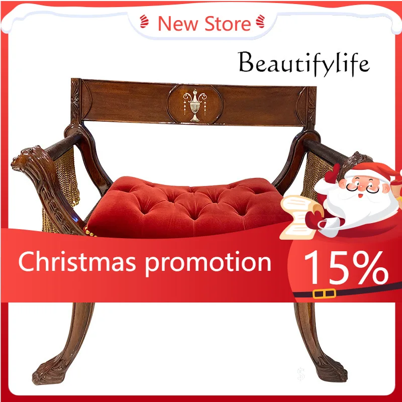 

European Design Makeup Classical Shoe Changing Stool Advanced Sense Solid Wood Bedside Stool Sofa Chair Stool X