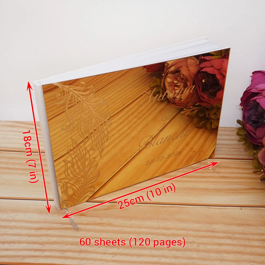 25 x 18 cm verschiedene Stile, personalisierbar, einzigartiges Hochzeits-Signatur-Gästebuch, Acryl-Spiegelabdeckung, horizontales Buch für Party-Dekoration – Detail 14