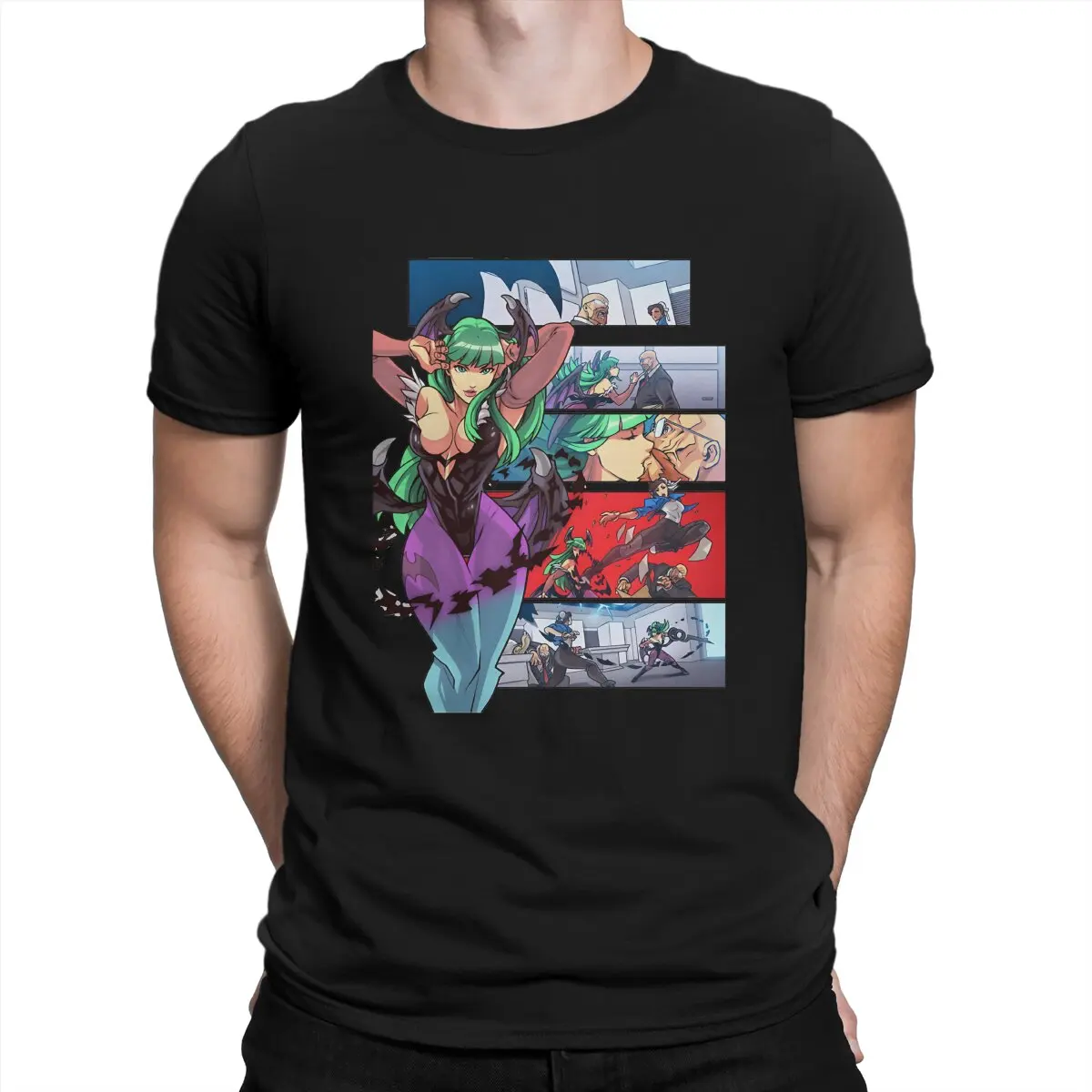 Morrigan Aensland T-Shirt Männer Darkstalkers Spiel Vintage 100% Baumwolle T-Shirt Rundhals ausschnitt Kurzarm T-Shirt bedruckte Kleidung
