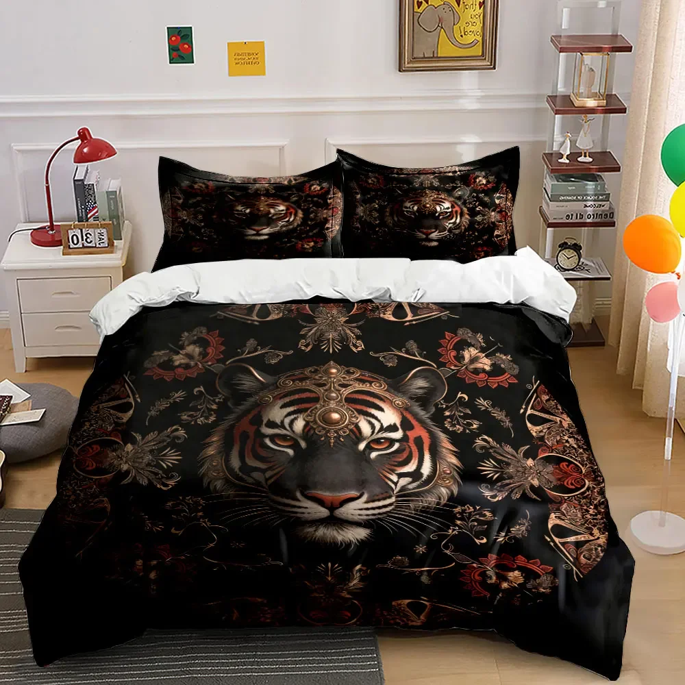 Tiger Print Decorative Set - Home Decor Soft Comfortable Duvet Cover Bedding Set Included 1*Duvet Cover & 2*Pillowcases, gift