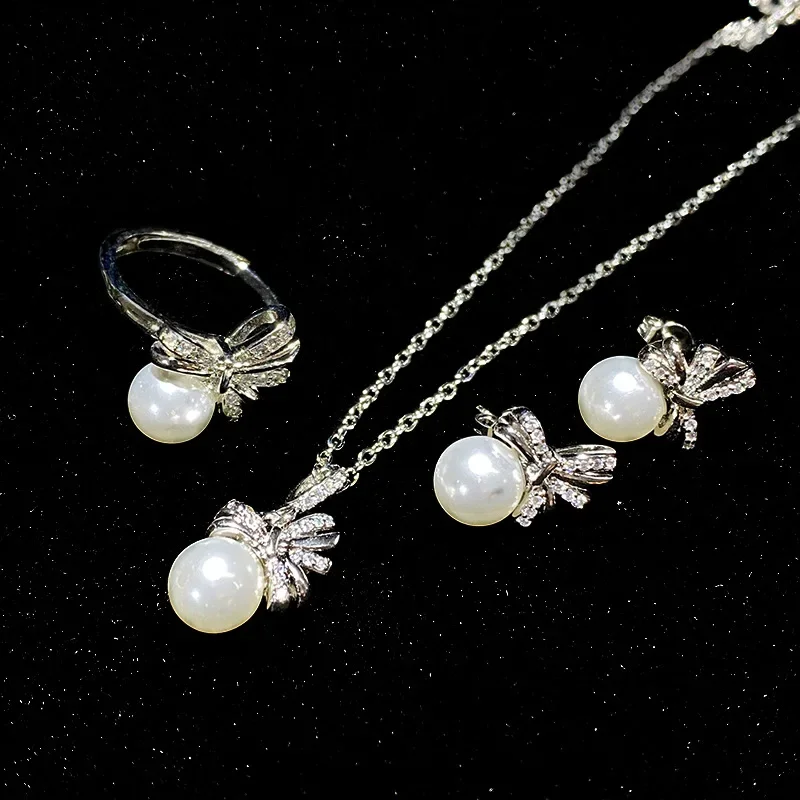 

MDL Moissa!ite Style Bowknot Bead Pendant Micro-set Full Of Diamonds To Simple Ins Niche Japan And South Korea Collarbone Chain