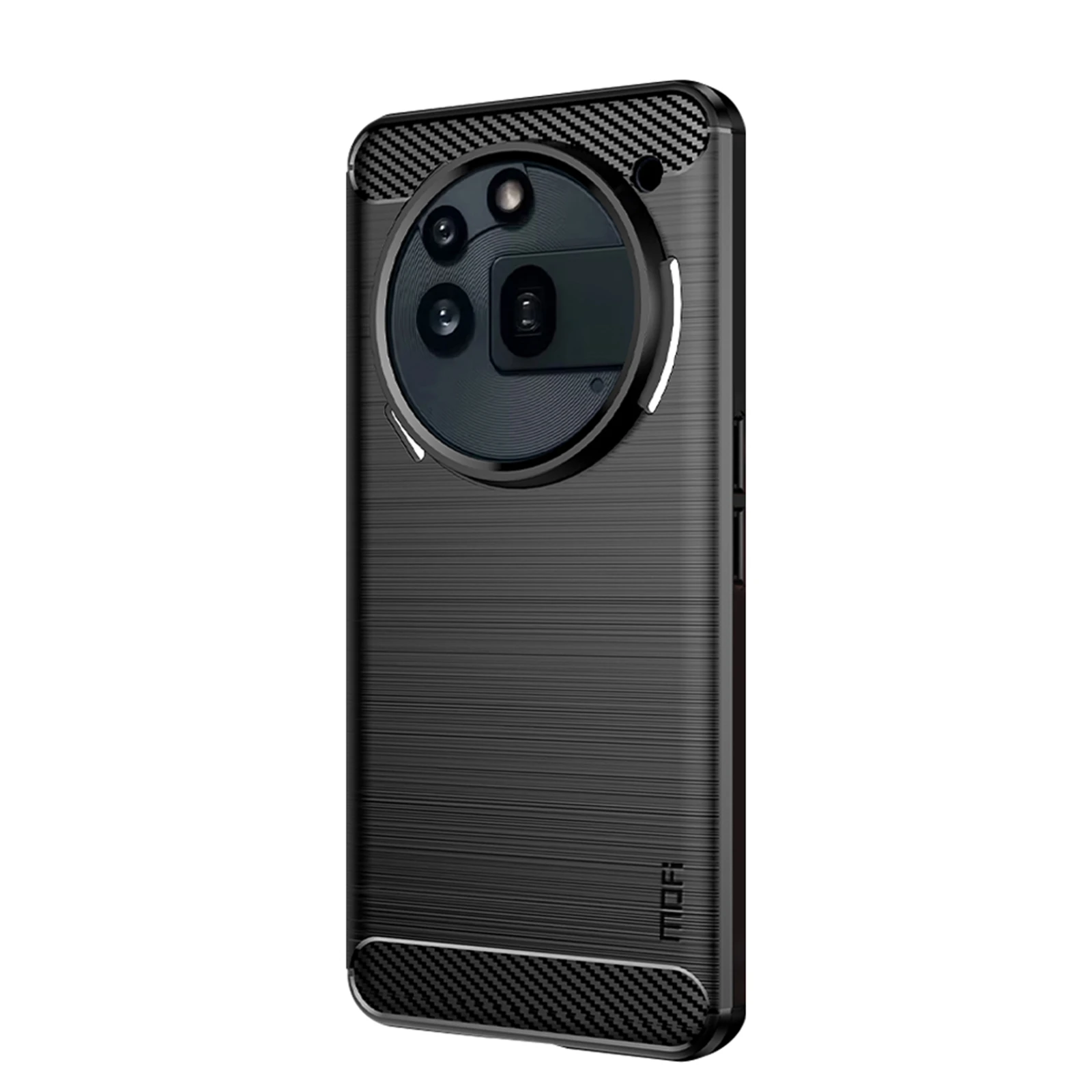 

For Nothing Phone (3a) Pro Back Cover MOFI Brushed Texture Carbon Fiber Soft TPU Case - Black