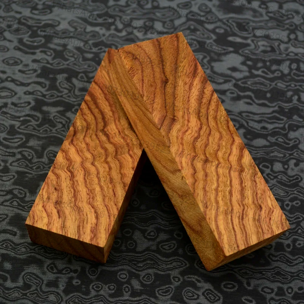 2 piezas de mango de cuchillo de cocina de madera de palisandro africano estabilizada, material en bruto sólido, hecho a medida