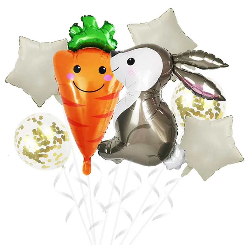 New Carrot Easter Rabbit Balloon 32inch Cream Number Foil Balloons 1 2 3 4 5 Birthday Party Decorations Kids Baby Shower Globos