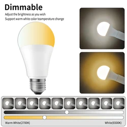 RF 2.4G Remote Control LED Bulb AC 86-265V 12W E27  Color Temperature Adjustable Lamp 2700-6500K Dimmable Timing Energy Saving