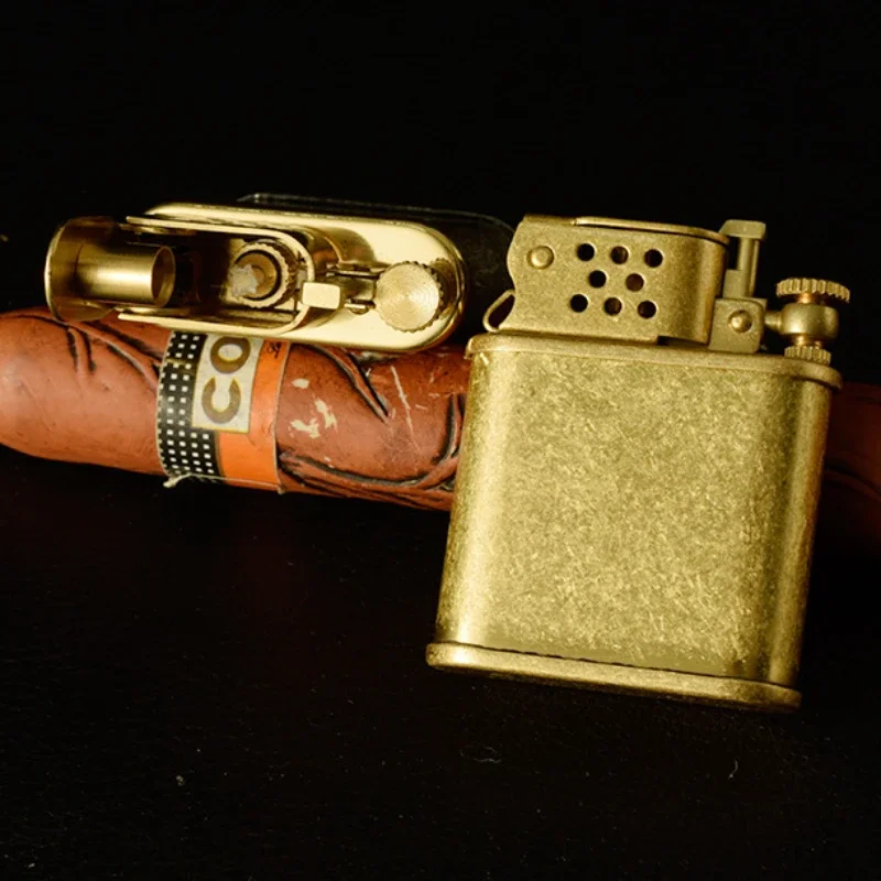 ZORRO Brass Windproof Cotton oil Lighter Automatic Ejection Ignition Pure Copper Lighter Retro Gift Men's Smoking Accessories