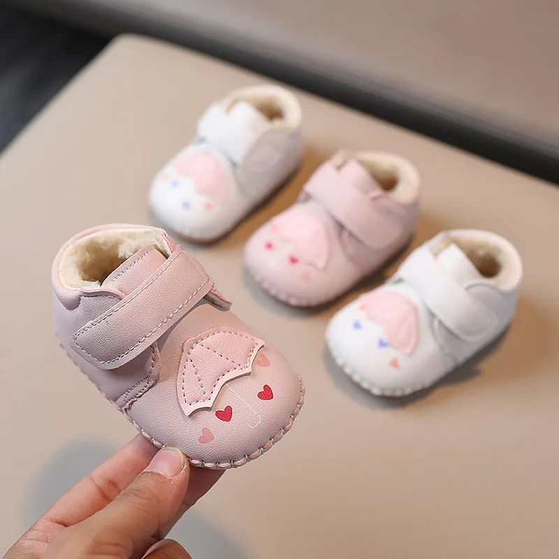 

Cute Baby Walking Shoes Round Toes Versatile Girls Flat Shoes Warm Winter 2025 New Fashion Kids Casual Princess Shoes Hook&loop