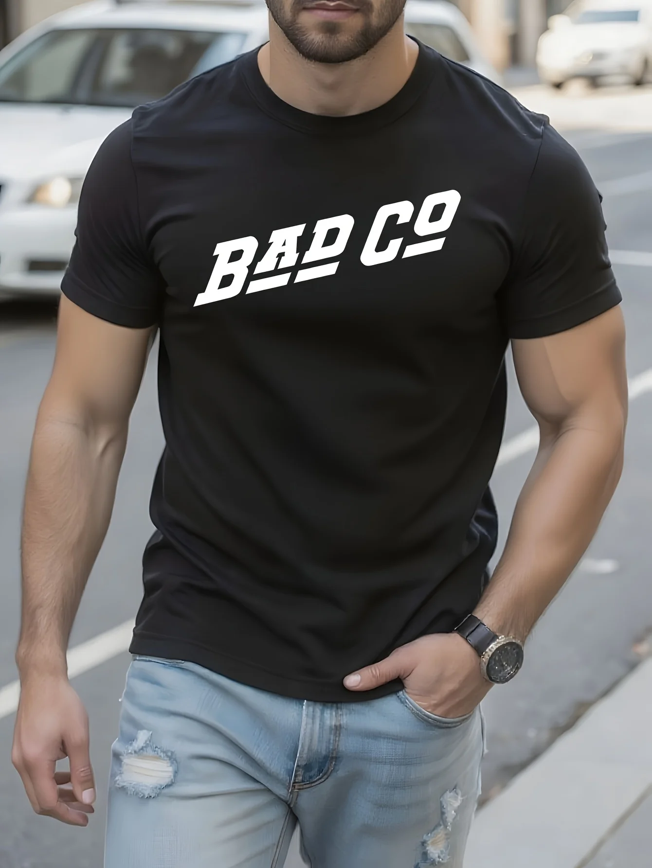 

Логотип Bad Company, текстура из мягкого хлопка, моющаяся и прочная, с круглым вырезом, дышащая и прохладная летом, с тонкой строчкой, доступна в ва