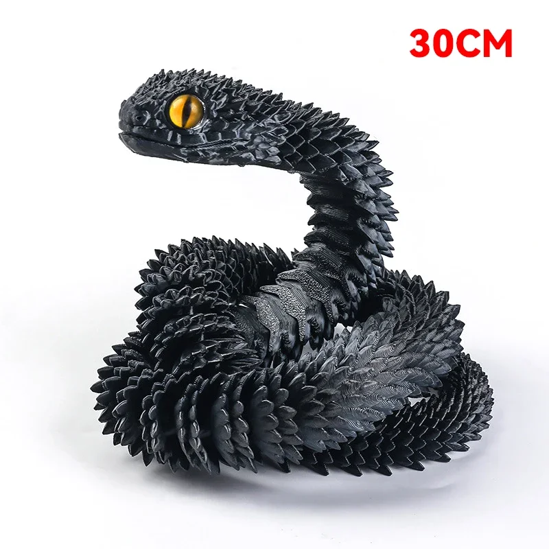Serpiente Articulada Impresa En 3D De 30 Cm – Color Degradado Azul-Morado – Figura Flexible Anti-estrés Y Decorativa Para Escritorio
