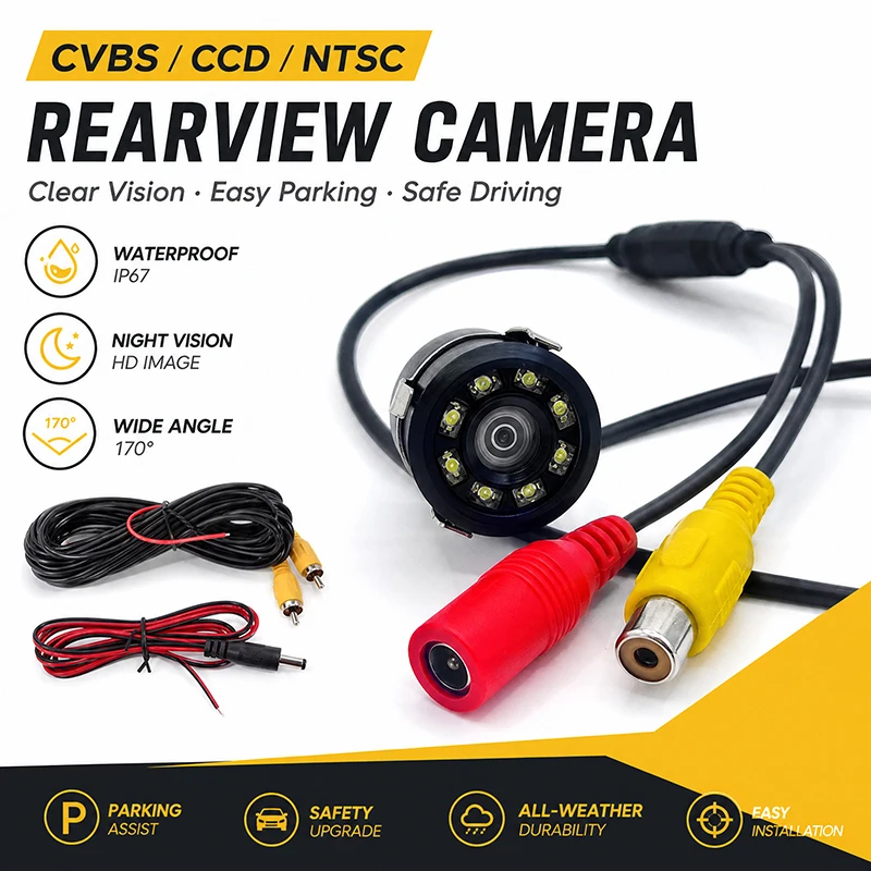 Car CCD 1080P Perforated Reversing Image Reversing Camera 18.5 HD CVBS CCD Night Vision Night Vision Car Image