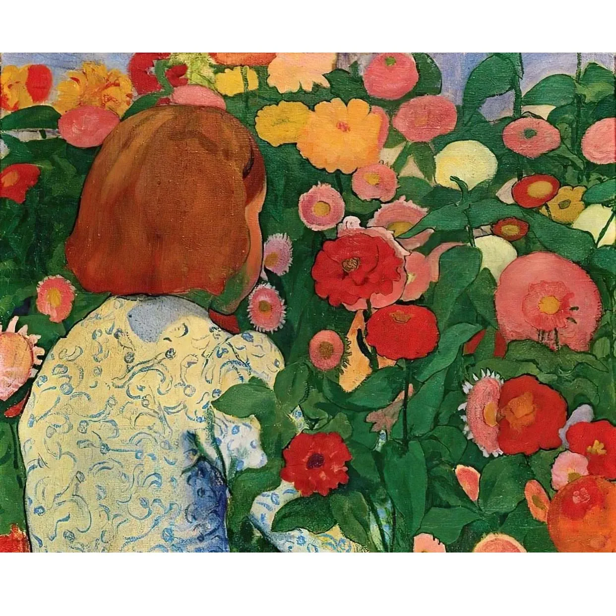 Girl with flowers by Cuno Amiet,Hand-painted wall paintings,Modern home decoration paintings,Reproductions of famous paintings