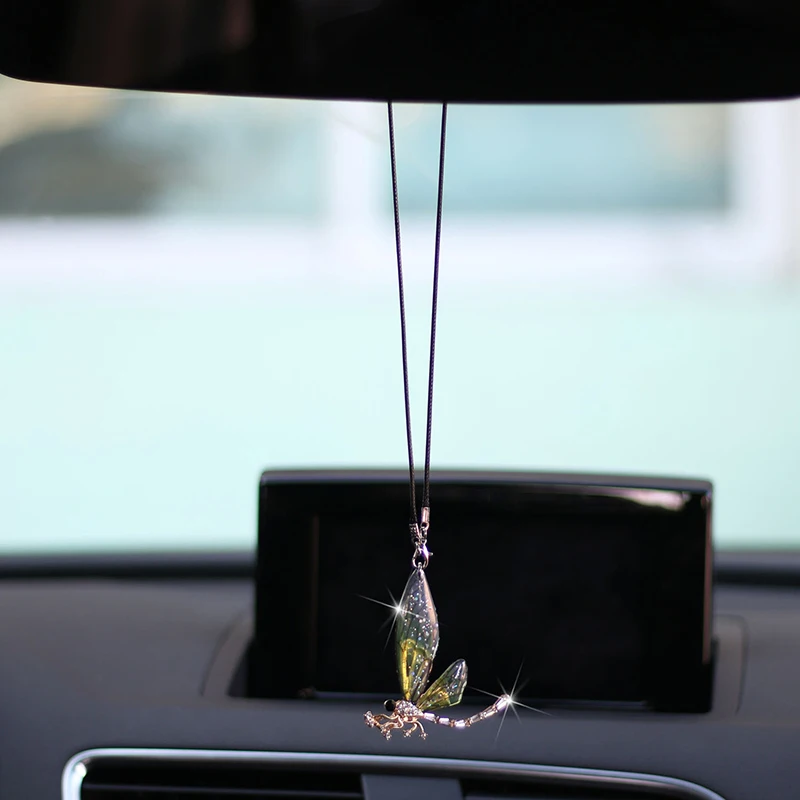 Delightful Dragonfly Car Ornament Handcrafted Hanging Mirror Charm With Dazzling Colors Add Touch Of Elegance To Your Vehicles I image 4