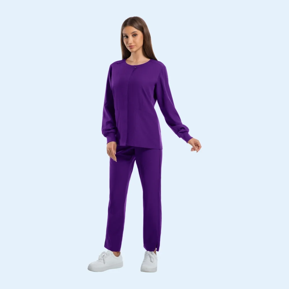 مجموعات فرك المختبر بأكمام طويلة زي الممرضات الطبية ملابس العمل عيادة صالون تجميل دعوى فستان أطفال مع سروال داخلي للصيدلة