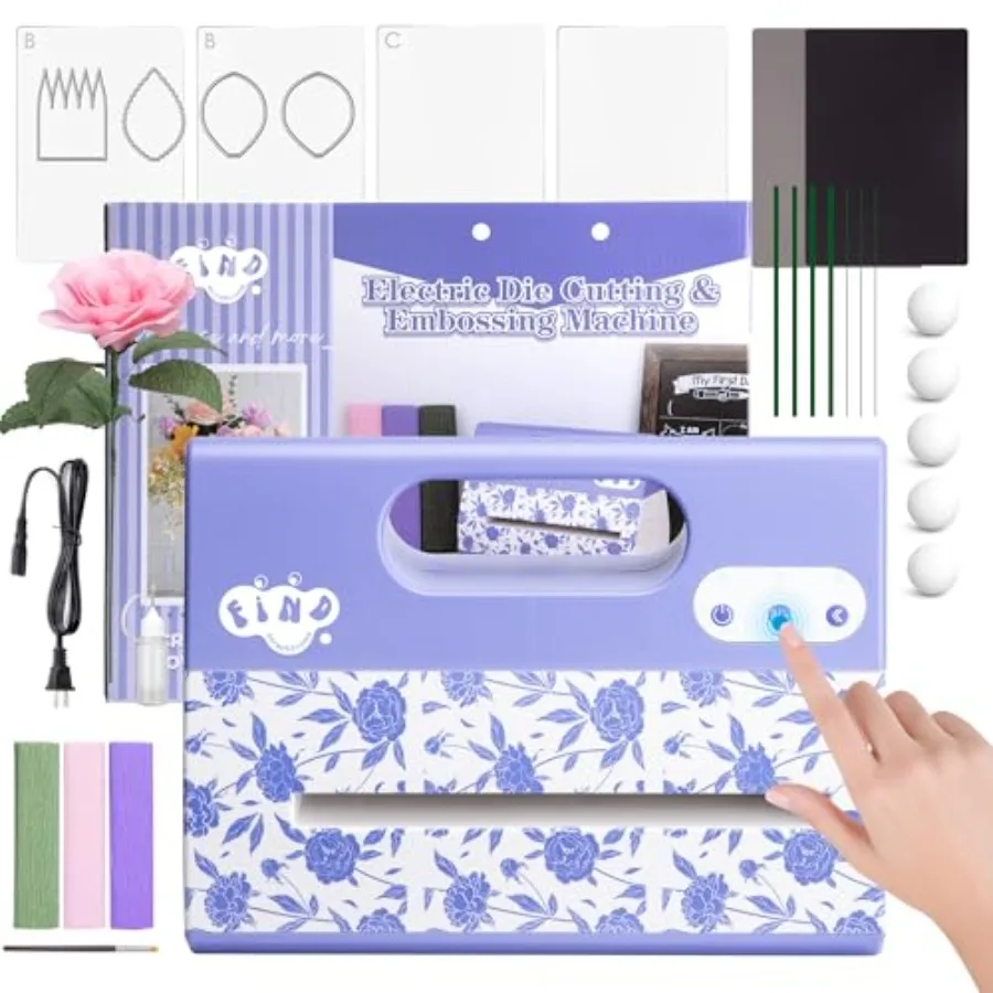 Portable Automatic A4 Die Cutting Machine, Electric 9 inch Embossing Machine kit for CardMaking, Crepe Paper Flower Making