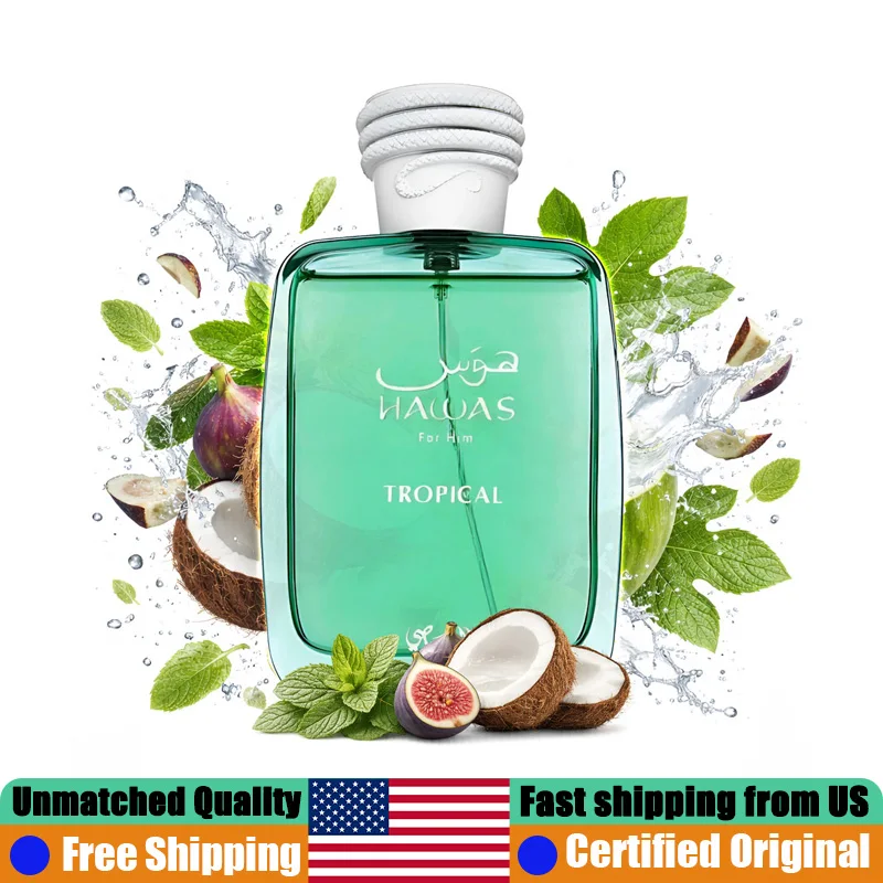 

Rasasi Hawas Tropical Eau de Parfum 3.4 Ounce Premium Arabian Perfumes 100 ML Lasting Aromatic Green Pheromones Cologne for Men