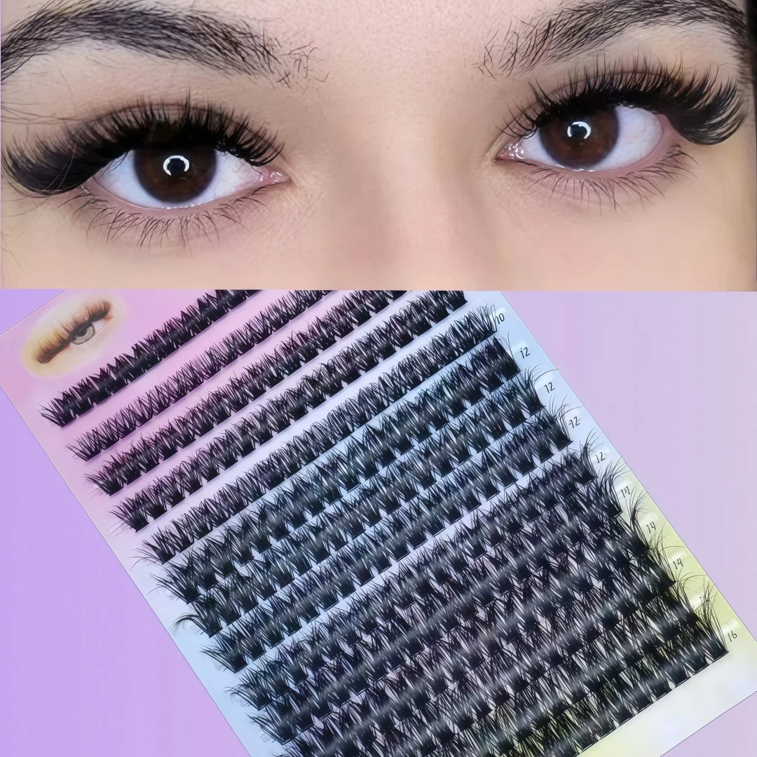 Ultra-Soft Natural Grafting 280 Pcs 14 Rows Large-Capacity Lash Kit, Dense Western-Style Faux Single Cluster Lashes, For Daily,