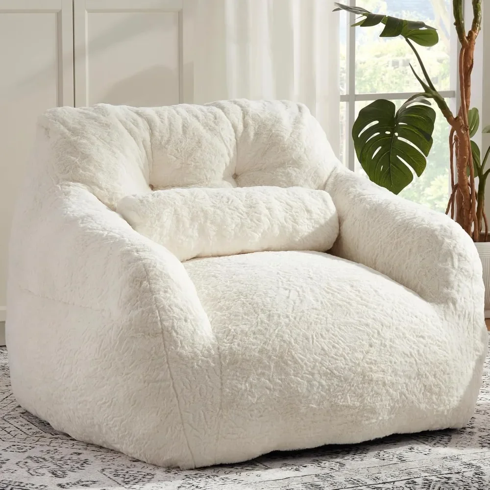 Giant Bean Bag Chairs for Adults with Filling Comfy Large Bean Bag Sofa Chair with Armrest Plush Soft BeanBag Lazy Couch Sofa