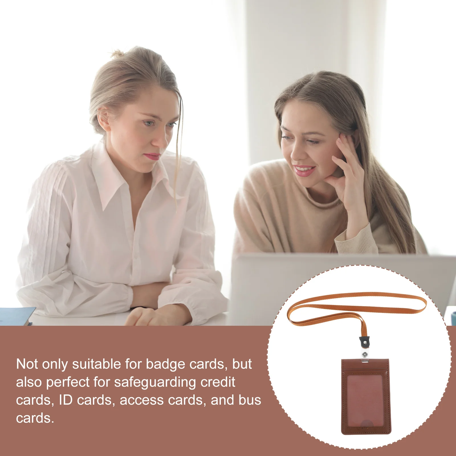 

Magnetic Card Holder PU Protective Sleeve Badge Cover for Id Credit Access Bus Cards Stylish Vertical Card Sleeve