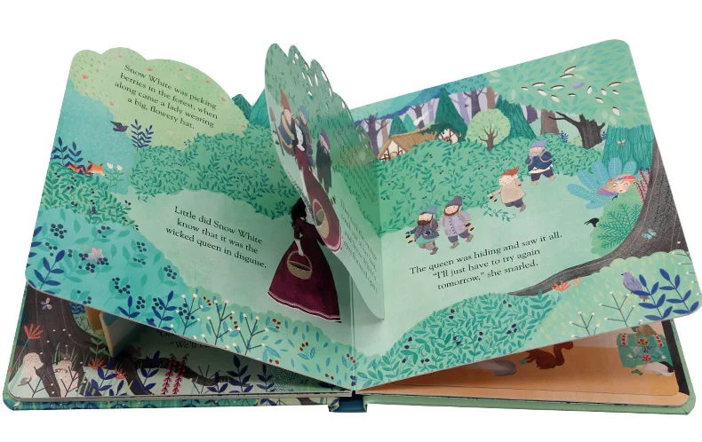 Usborne Peep Inside A Fairy Tale سنو وايت والأقزام السبعة ثلاثية الأبعاد كتب مصورة رفرف للأطفال الأطفال كتاب القصة التعليمية #4